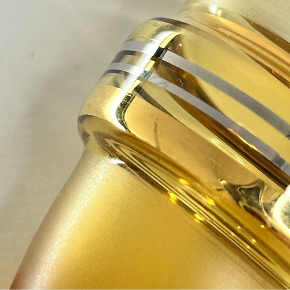 Amber Glass Gold Silver Stripes Decanter With 3 Cordial Glasses Barware - Picture 12 of 12